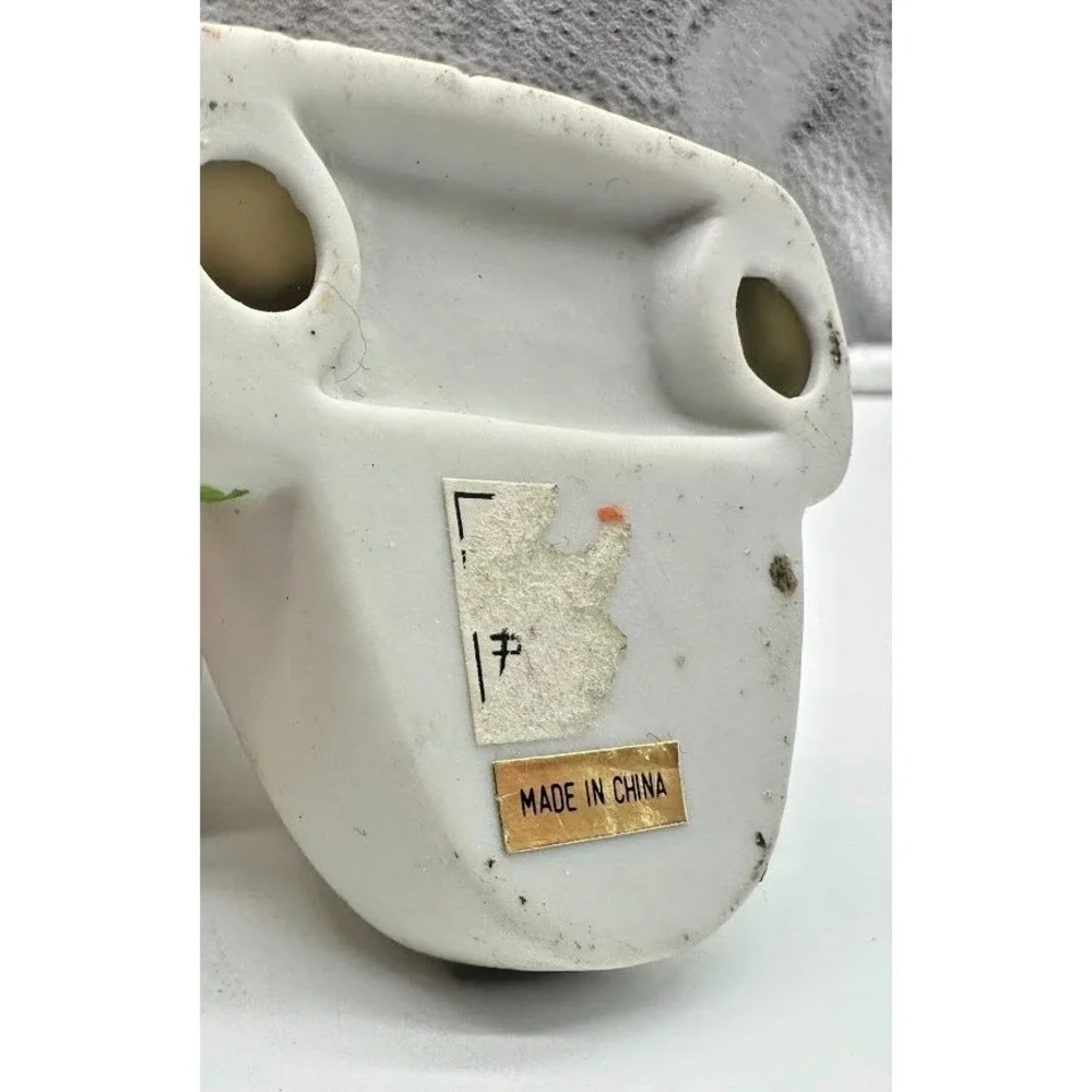 Vintage Ceramic Halloween Ghost with Bat and Tombstone‎ Tea Light Holder 3.25in